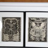 A pair of monochrome framed grotesque prints, 72cm x 53cm overall, modern framed