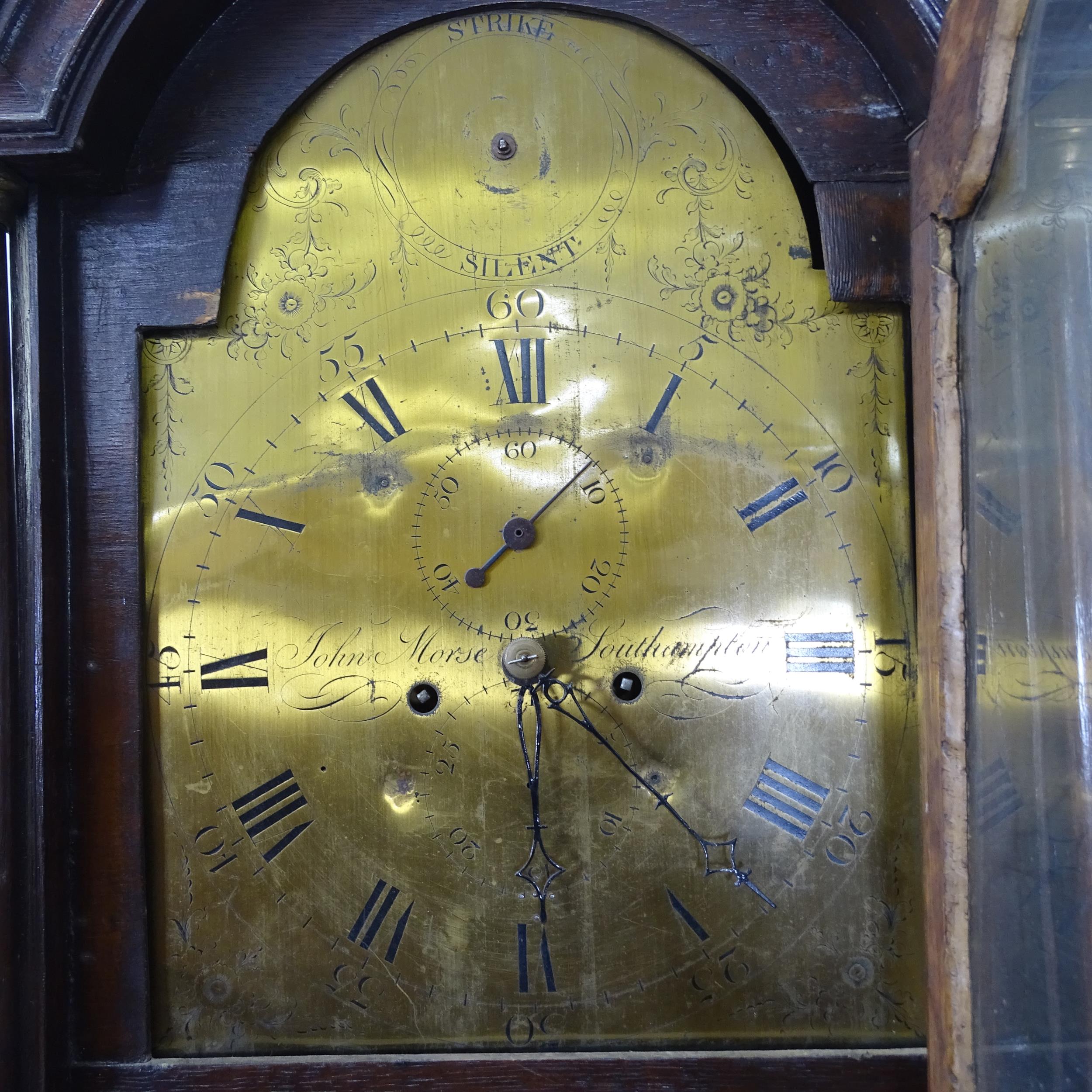 JOHN MORYE OF SOUTHAMPTON - an 18th century 8-day longcase clock, with 12" arch top brass dial and 2 - Bild 2 aus 2