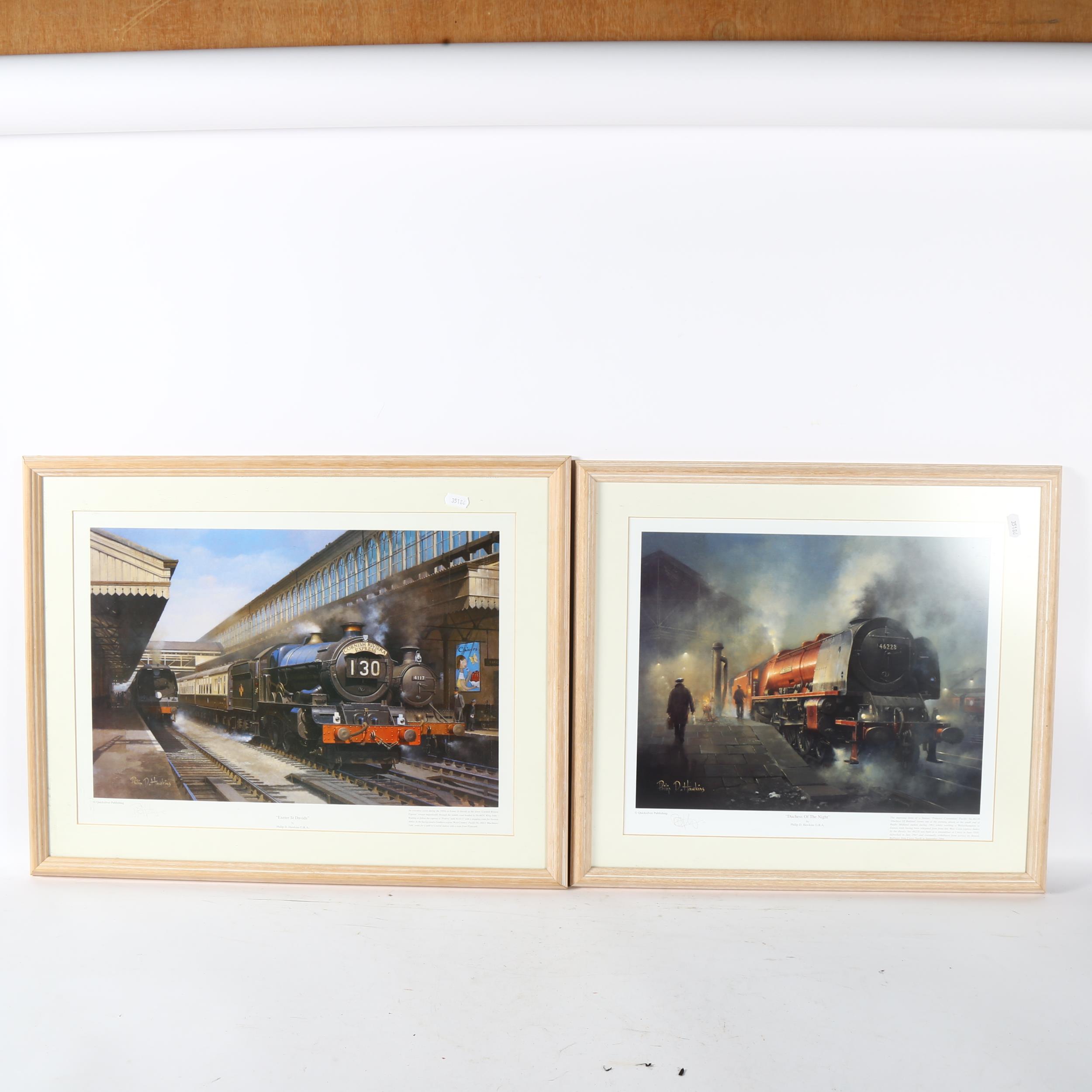 A set of 3 coloured prints, steam engines, by Philip D Hawkings G.R.A., signed on the mount, all - Image 2 of 2
