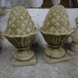 A pair of concrete pineapple finials, height 60cm