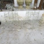 A pair of wrought-iron 3-tier wirework garden planters, height 85cm