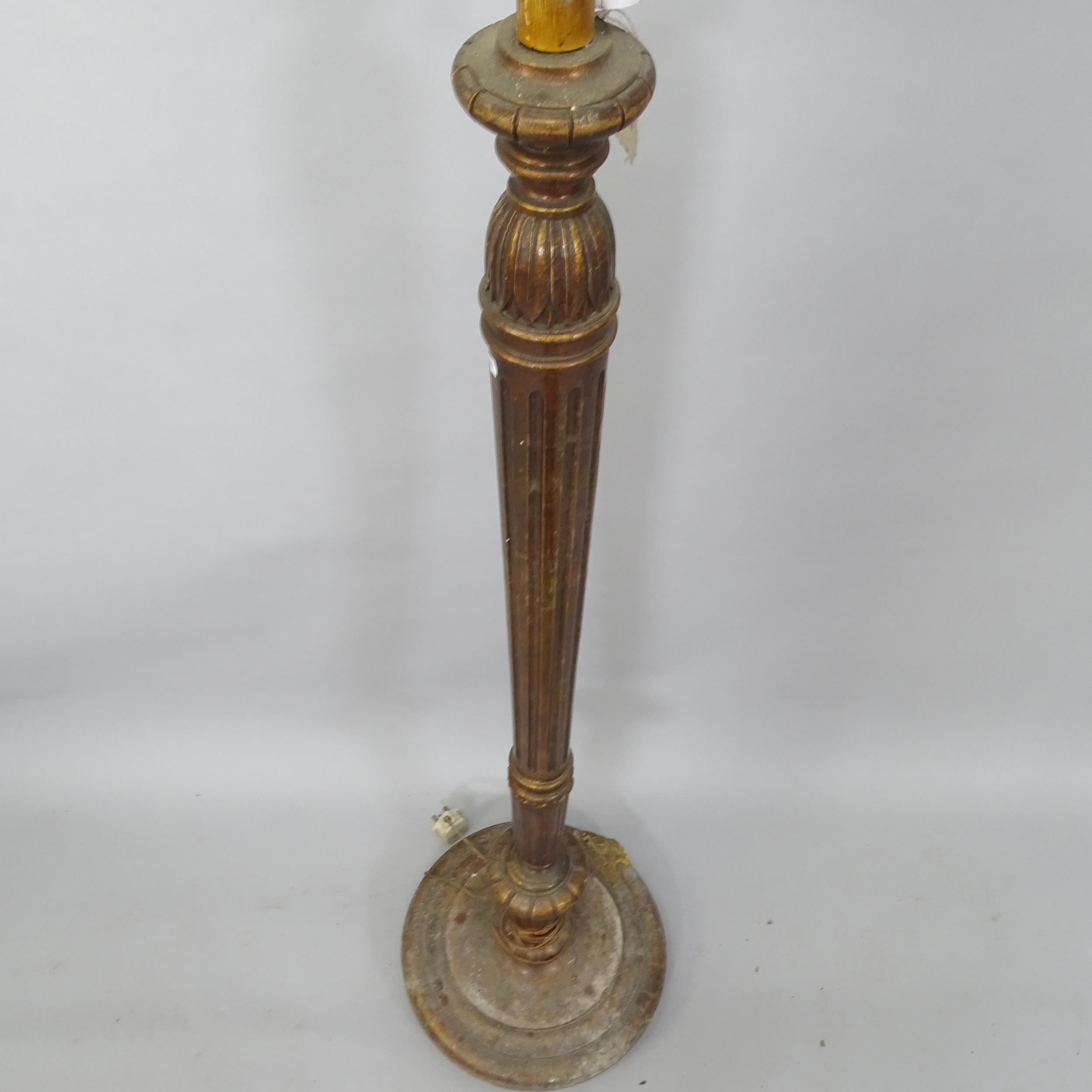 An Antique mahogany standard lamp, with fluted column and carved decoration, H150cm - Image 2 of 2