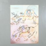 Leovigildo Martinez (born 1959), watercolour, bull fighting scene, signed and dated '89, 37cm x