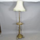 A Victorian brass telescopic standard lamp, converted to electric, lowest height to bayonet, 160cm