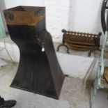 A cast-iron duck's nest fire grate and dogs, and a large shaped flue, flue height 135cm