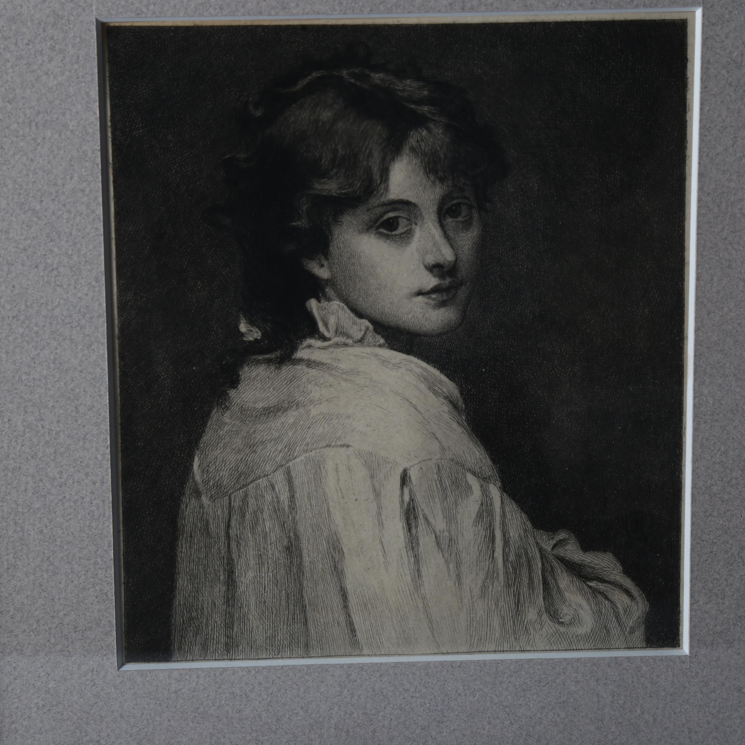 2 x 19th century sepia and monochrome engravings, portraits of young girls, framed (2) Good - Image 2 of 2