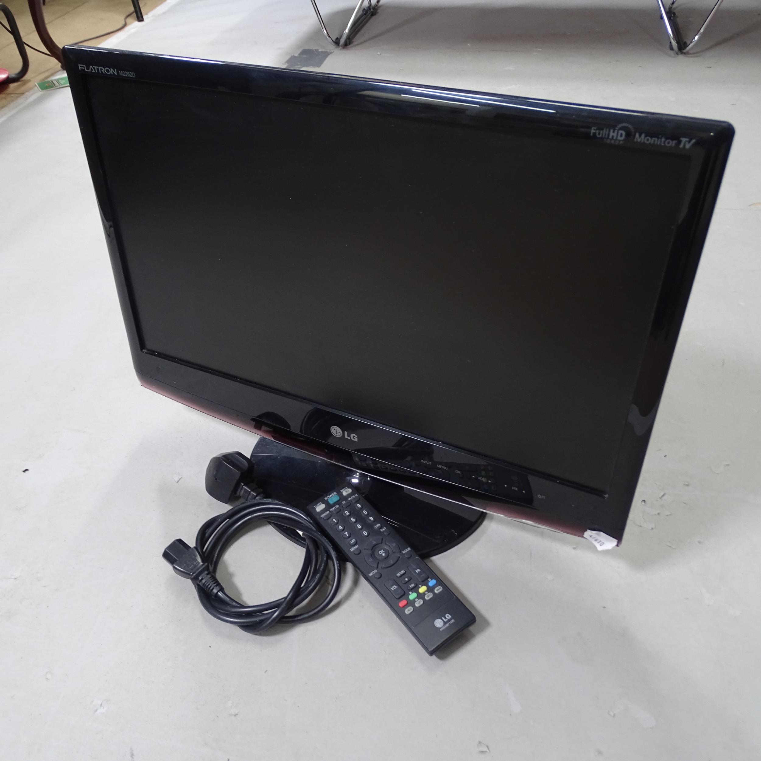 An LG Flatron M2262D 22" TV, with remote control