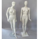 2 female shop display mannequins, tallest 185cm (with stands)