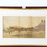 A Victorian watercolour, The Royal Arsenal at Greenwich, signed with monogram and dated 1885, 49cm x