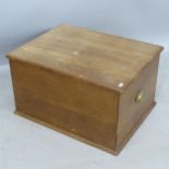 A Vintage stained pine storage box, with divided interior, 57cm x 33cm x 44cm