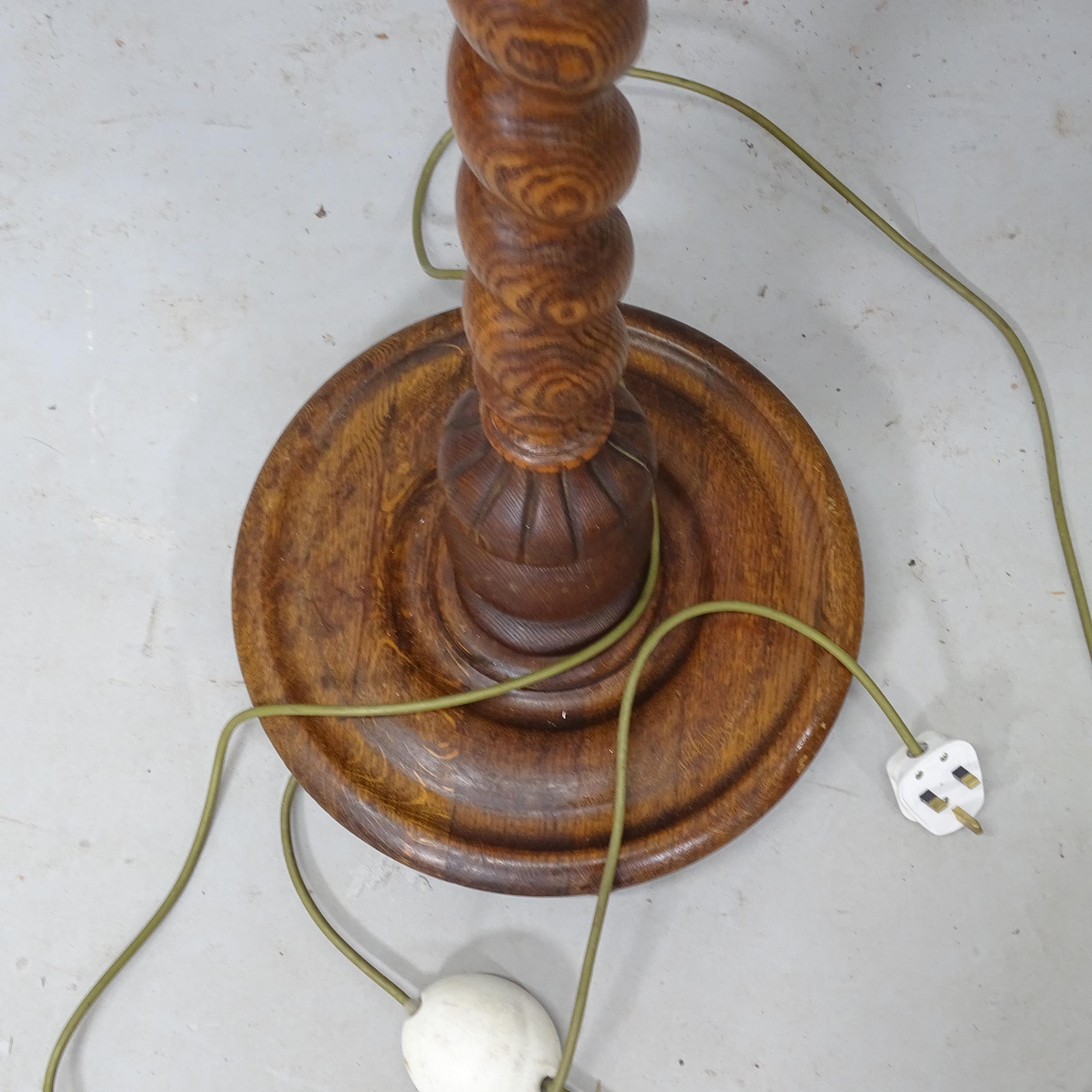An oak standard lamp with barley twist column, height to bayonet 150cm - Image 2 of 2