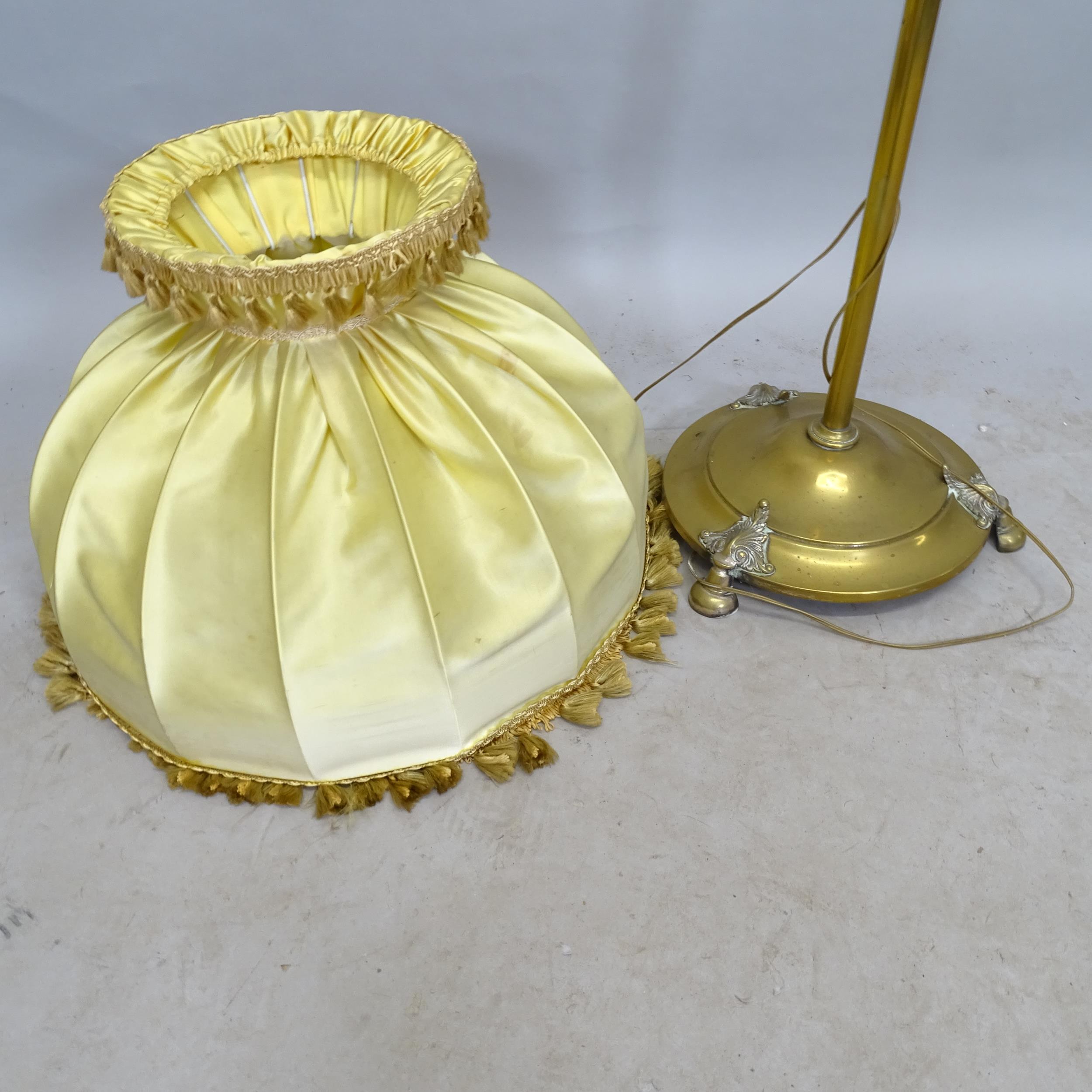 A brass standard lamp on platform base, height to bayonet 140cm - Image 2 of 2