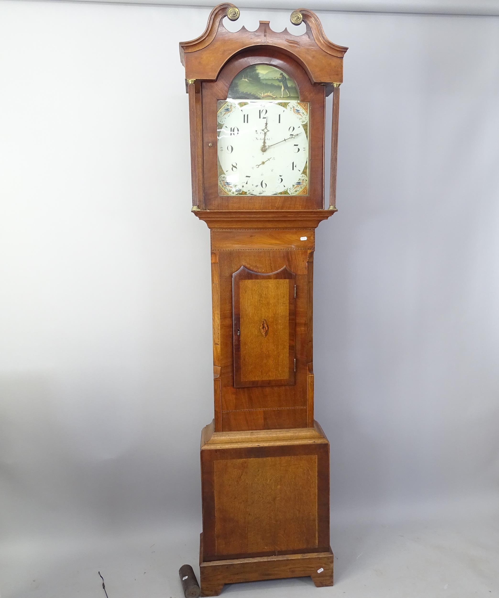 W Prior, Nesfield, an 18th century 30-hour longcase clock, with a 14" arch-top painted dial, in an