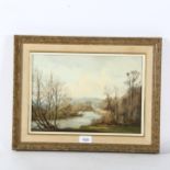 D H de Carteret, oil on board, on the Arun, 25cm x 35cm, framed Good condition