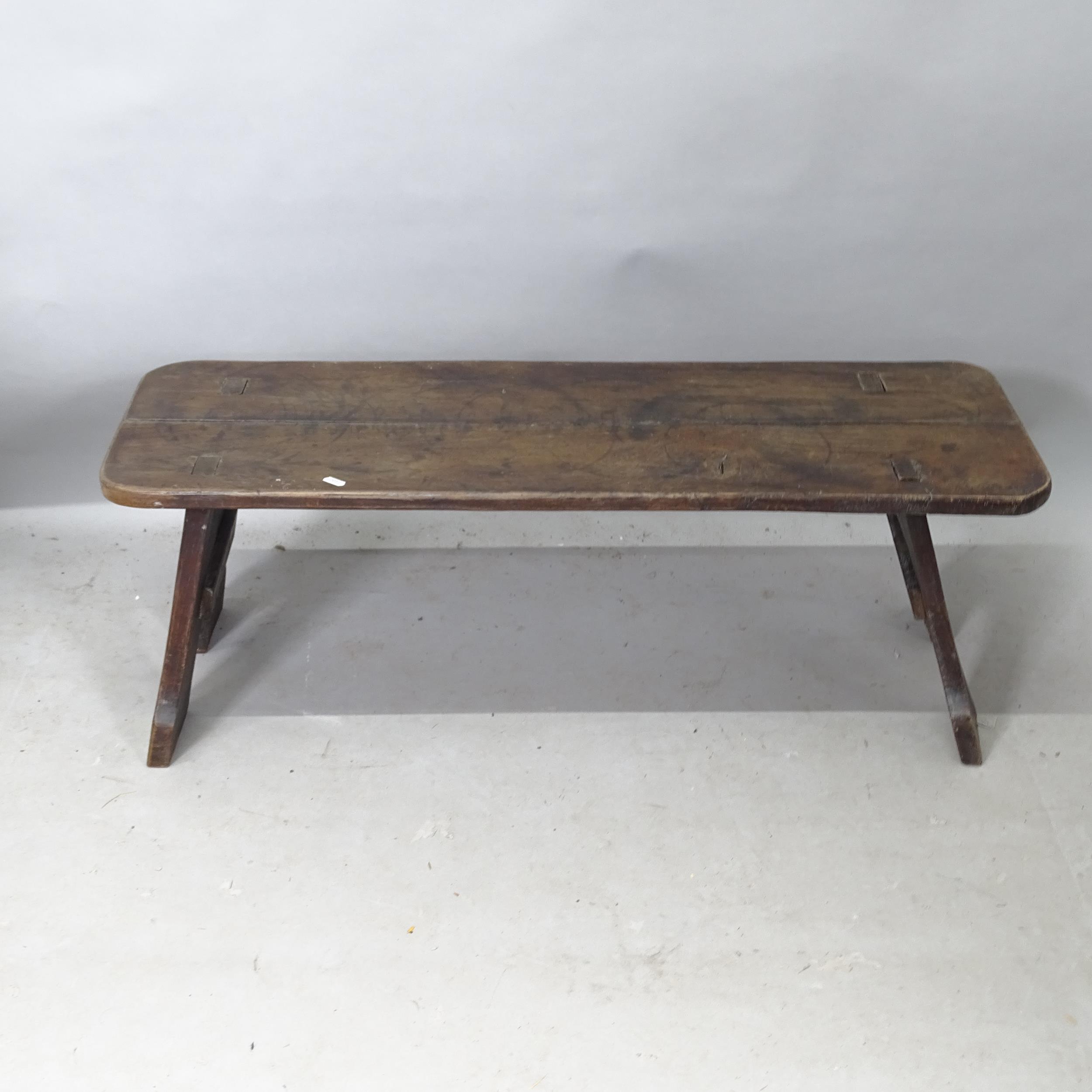 An Antique elm bench, 103cm x 36cm x 35cm