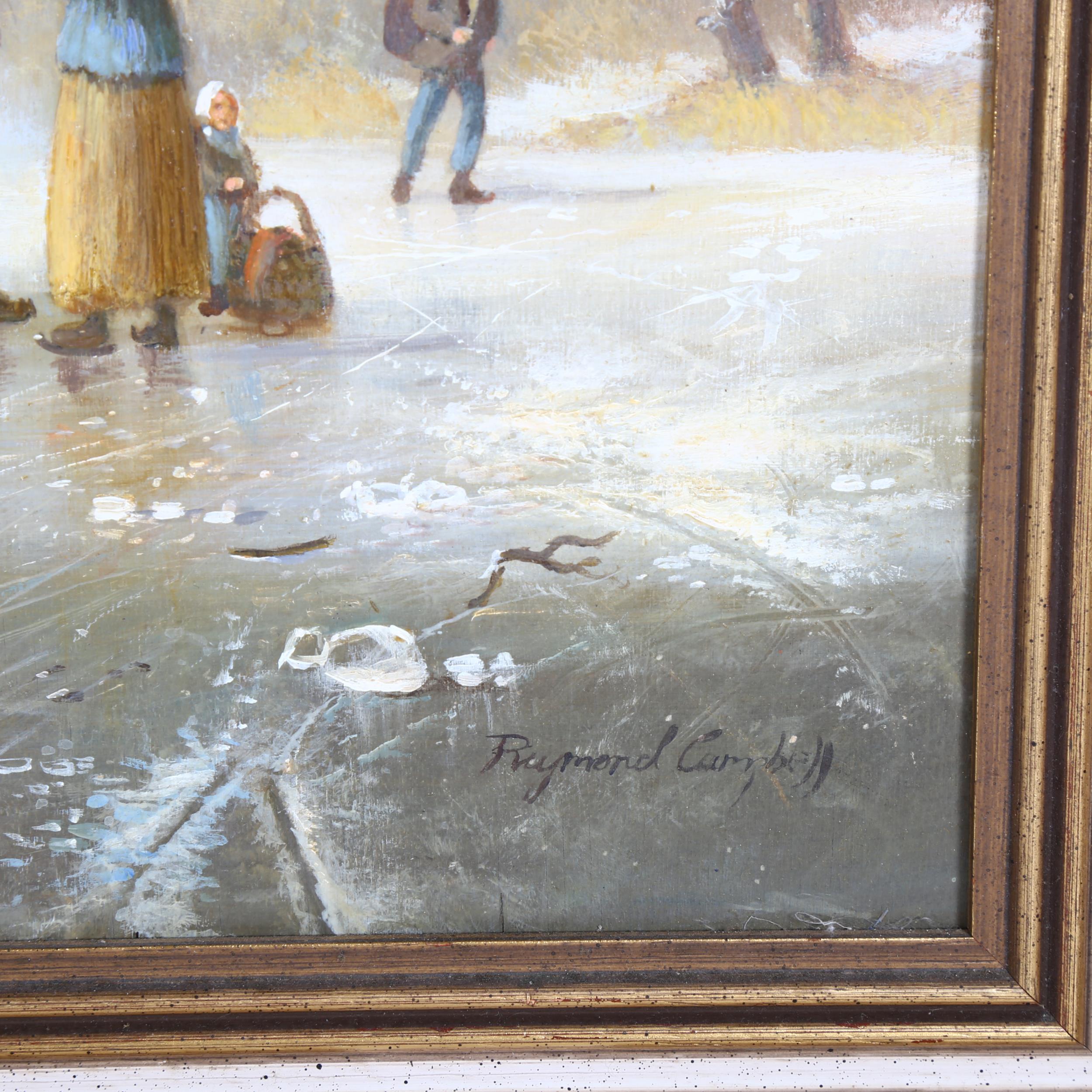 Raymond Campbell, oil on board, winter scene Holland, signed, 50cm x 40cm, framed Very good - Image 2 of 2