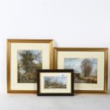 John Huges, 3 pastels, the White Bridge at Ickham, and 2 others, all framed (3)