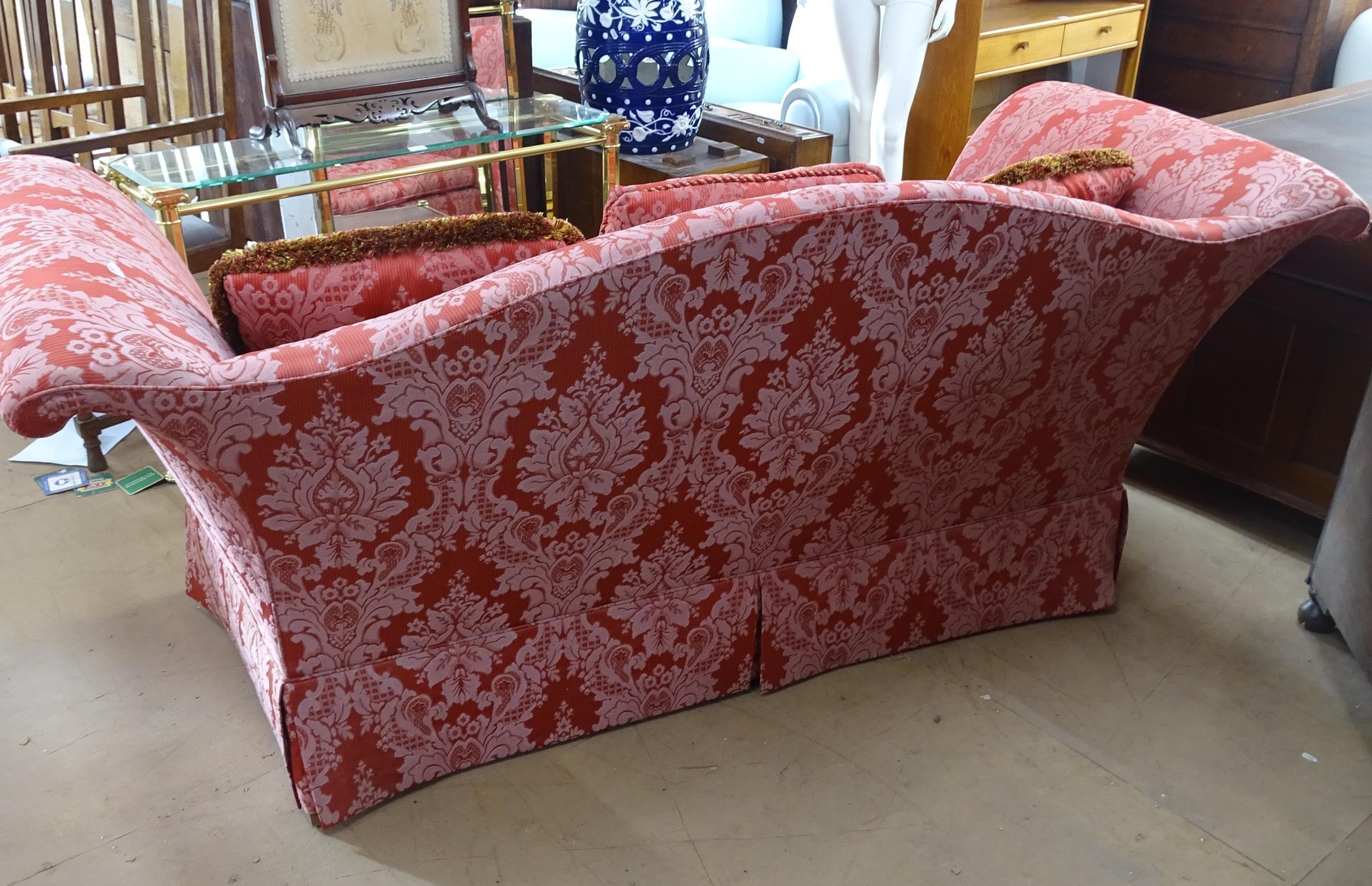 A reproduction upholstered 3-seater Knoll style settee, 230cm x 98cm x 95cm chip on front left leg - Bild 2 aus 2