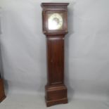 A 19th century 8-day longcase clock, with an 11" square brass dial and silvered chapter ring, 2