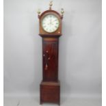 An 18th century 30-hour longcase clock, a 14" enamelled circular dial with 2 subsidiary dials