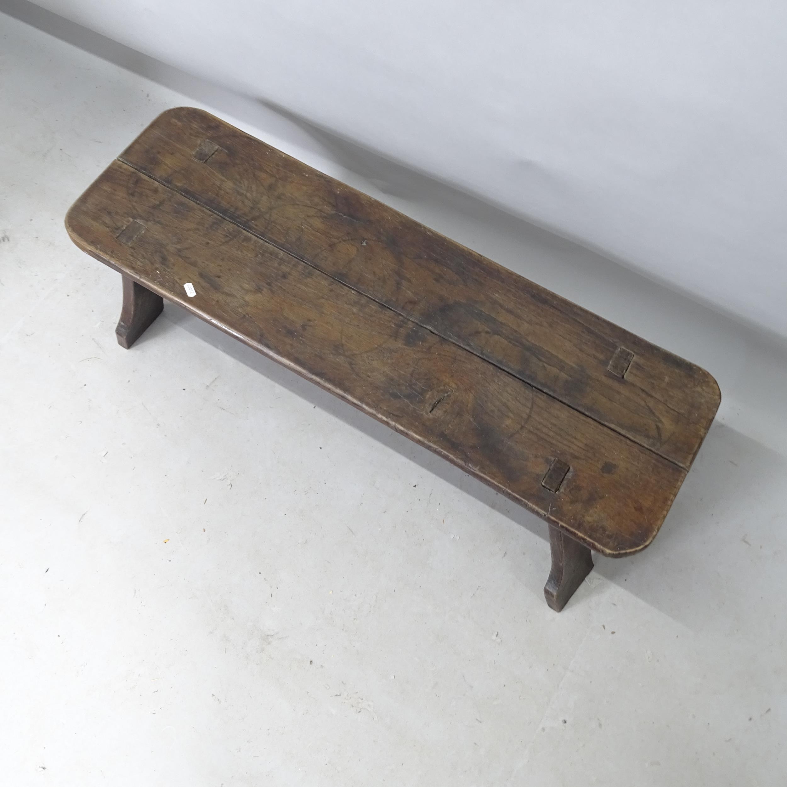 An Antique elm bench, 103cm x 36cm x 35cm - Image 2 of 2