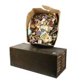 A Bulmers (Calculators) Ltd metal index storage cabinet, filled with trays of Vintage cigarettes and