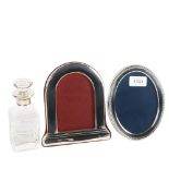 2 modern silver-fronted photo frames, and a Broadway Silversmiths silver-mounted scent bottle (3)