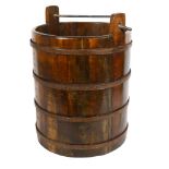 A Chinese elm bucket, steel-bound, height 31cm