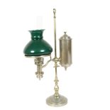 BRIGHT & COMPANY - an early 20th century chrome and brass adjustable student's oil lamp, with