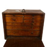 A Vintage oak engineer's cabinet with drawer-fitted interior, empty, 46cm across