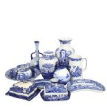 A group of blue and white ceramics, to include a Spode baluster vase, a Doulton Burslem 2-handled