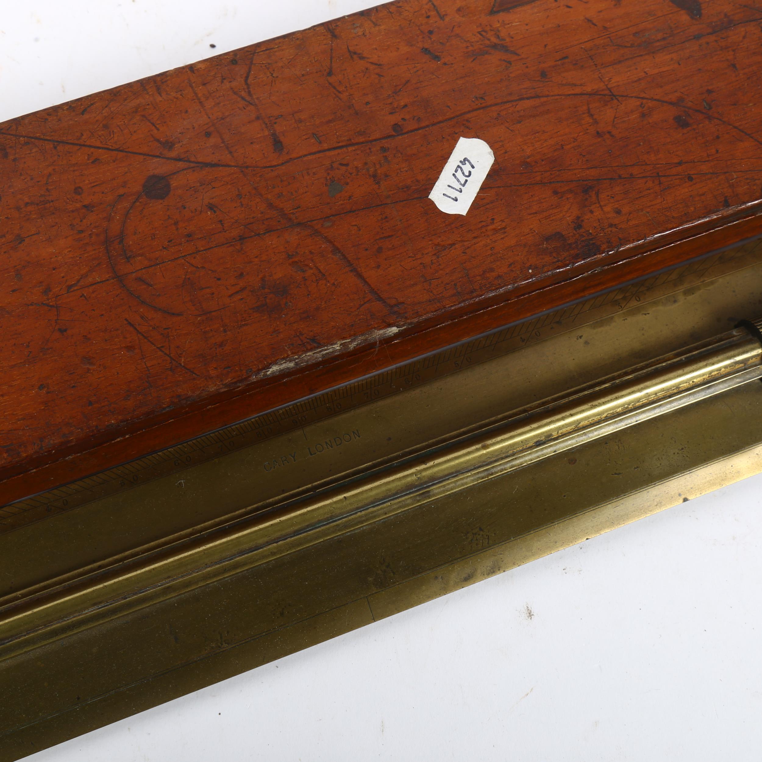 NAVAL INTEREST - a mahogany-cased 19th century brass charting rule, by Cary of London, length 49cm - Image 2 of 2