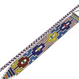 An African beadwork hanging panel and covered spear, spear length 120cm