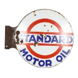 A Standard Motor Oil, flanged circular double-sided enamel sign, diameter 50cm Sign in overall