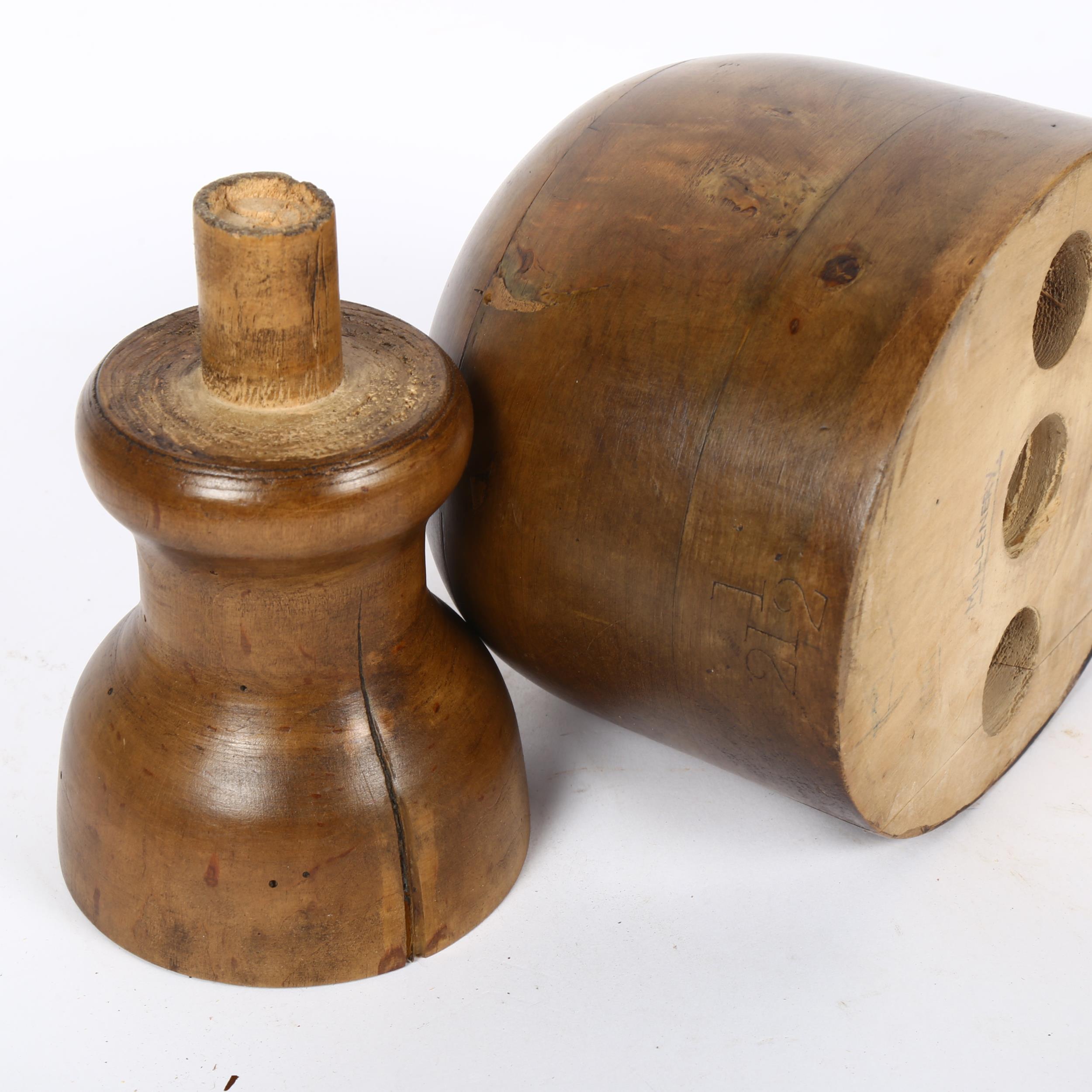 A milliner's turned wood hat block on stand, height 27cm - Image 2 of 2