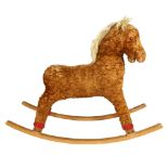 A straw-filled Plush child's rocking horse, height 66cm