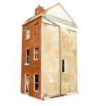 A Vintage doll's house in the style of a townhouse, 3 floors with fitted interior, height 92cm,