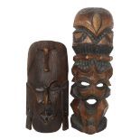 2 modern African carved masks, largest 48cm