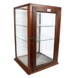 A 20th century teak table-top shop display cabinet, with 2 glazed shelves, width 36cm, height 61cm