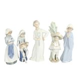 Lladro Vanchito Mexican boy, another group of 4 NAO figures, tallest 28cm