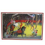 A Vintage framed original French Circus poster, titled 32. Lecirque, a French circus scene, 102cm