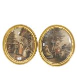 A pair of gilt-framed Bartolozzi type prints, 19th century scenes, height 38cm