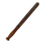 A Victorian policeman's truncheon, with painted and gilded decoration, and ribbed handle, length