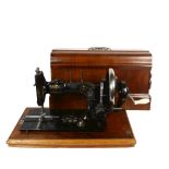 Grimme Natalis Antique sewing machine with case and attachments (in case) - inset mother-of-pearl
