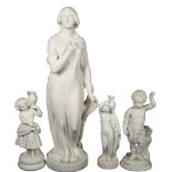 A group of 4 Parian Ware figures, tallest 54cm