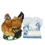 A large Majolica hen and chicks lidded tureen
