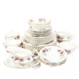 Royal Albert Lavender Rose dinnerware, including sauce boat and fruit bowls