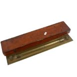 NAVAL INTEREST - a mahogany-cased 19th century brass charting rule, by Cary of London, length 49cm