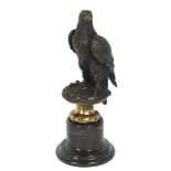 After Archibald Thorburn, a French bronze sculpture of an eagle, on turned marble base, height 32cm
