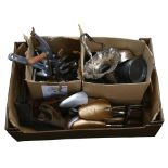 Kitchenalia, shoe trees, silver plated basket etc